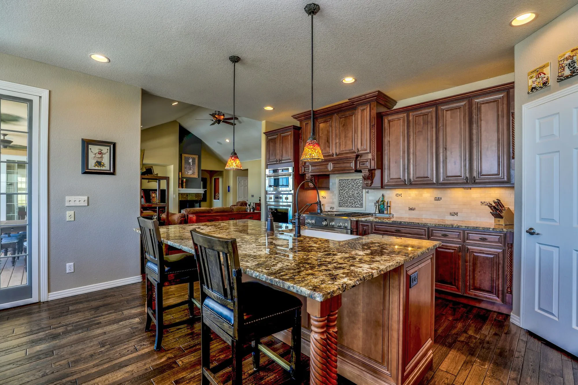 Finely stained kitchen cabinets