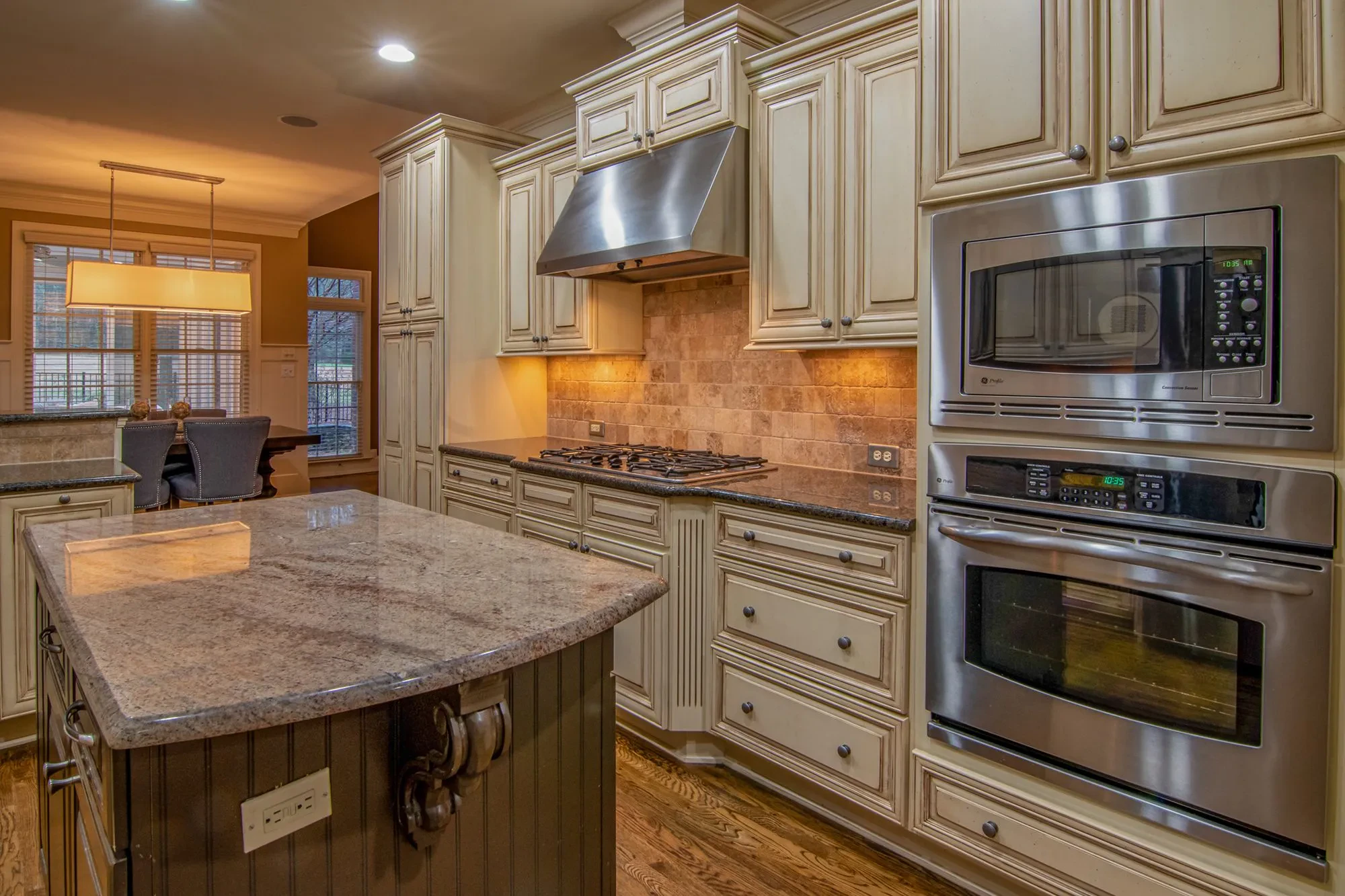 Cabinets painted with an antique finish